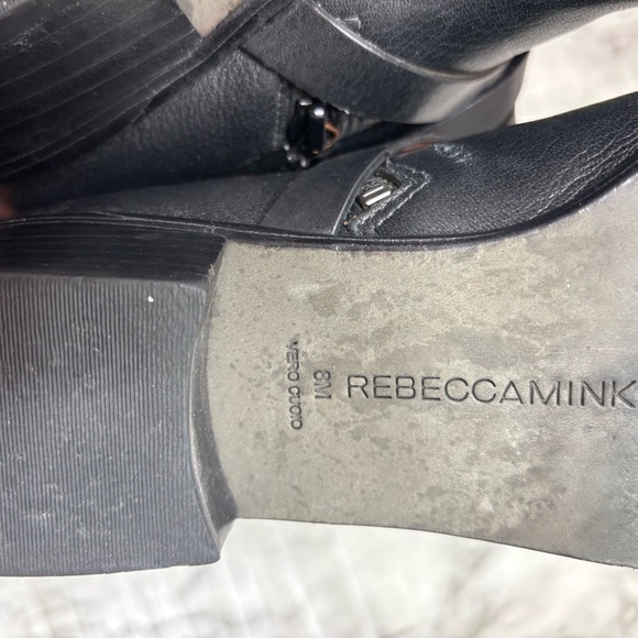 REBECCA MINKOFF SUEDE LEATHER BOOTS SIZE 8 green black boho western - Picture 8 of 9